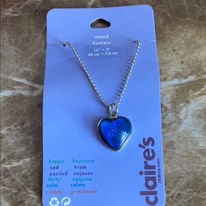 Claire's Silver Chain with Blue Heart Pendant